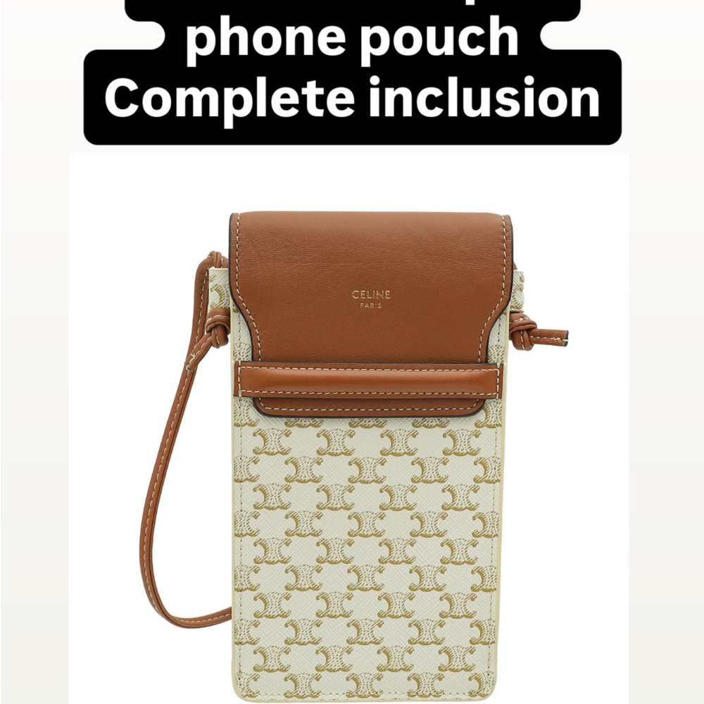 Celine Tan and Cream Phone Pouch